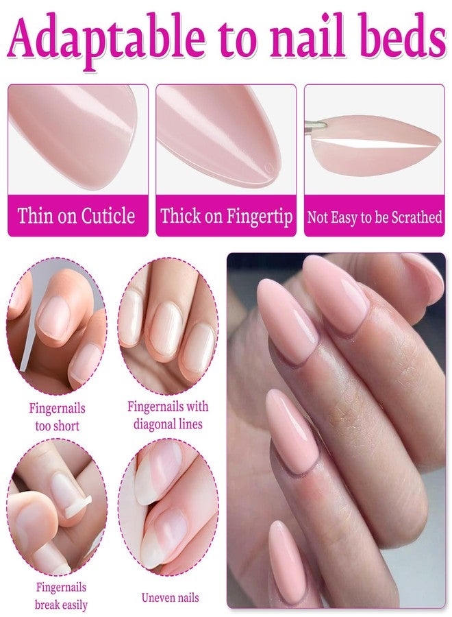 LuckForever 240pc Petal Pink Press on Nails Almond Fake Nails with Adhesive Tabs, Medium Almond Nails Press ons Medium Glue on Nails Acrylic Nails Stick False Artificial Fingernail for Women Girls - Image 5